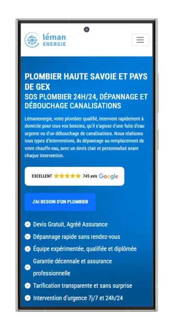 Capture d'écran du site web de Léman Énergie