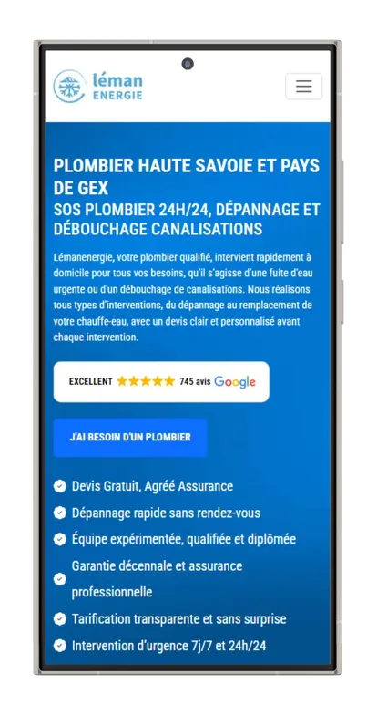 Capture d'écran du site web de Léman Énergie