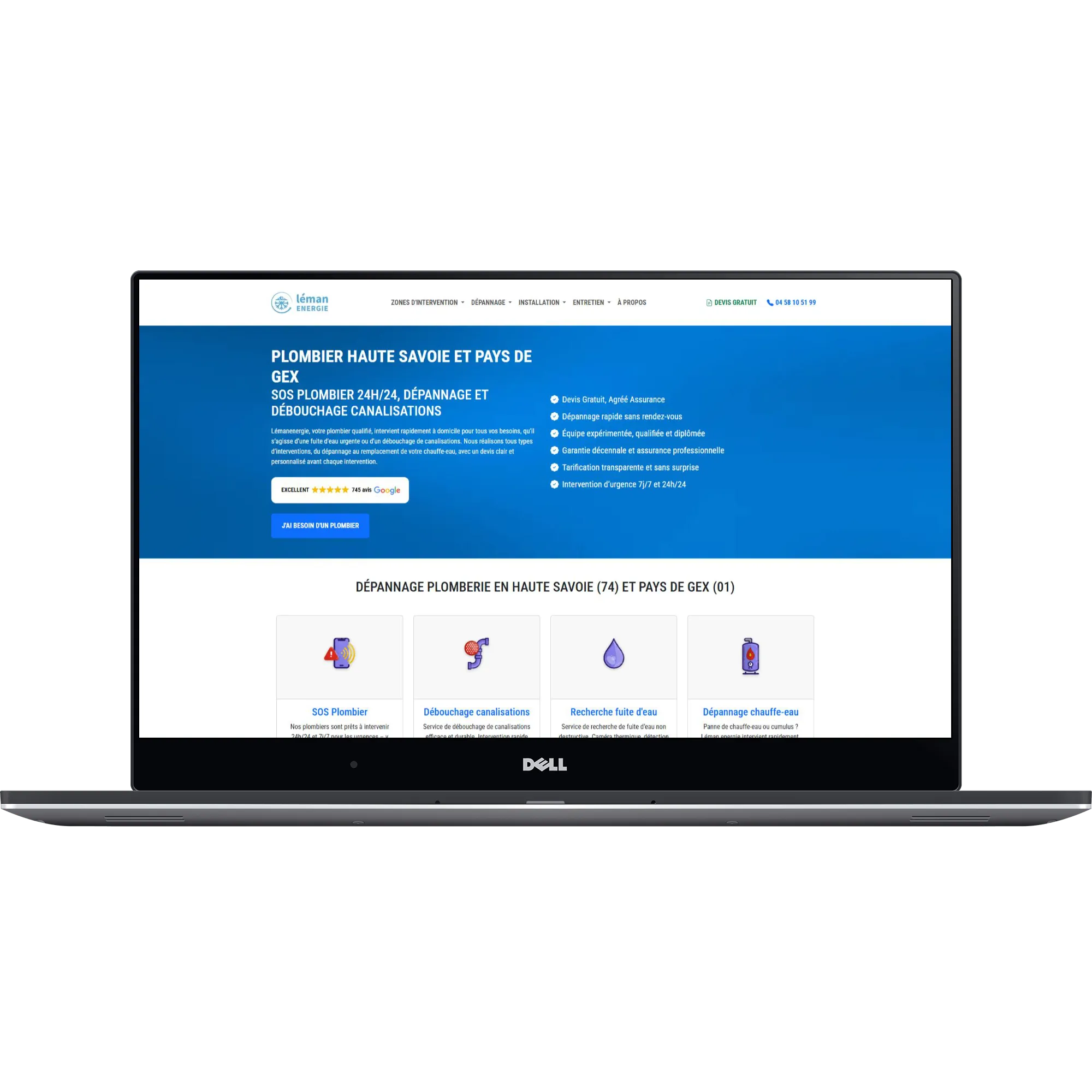 Capture d'écran du site Léman Énergie sur ordinateur